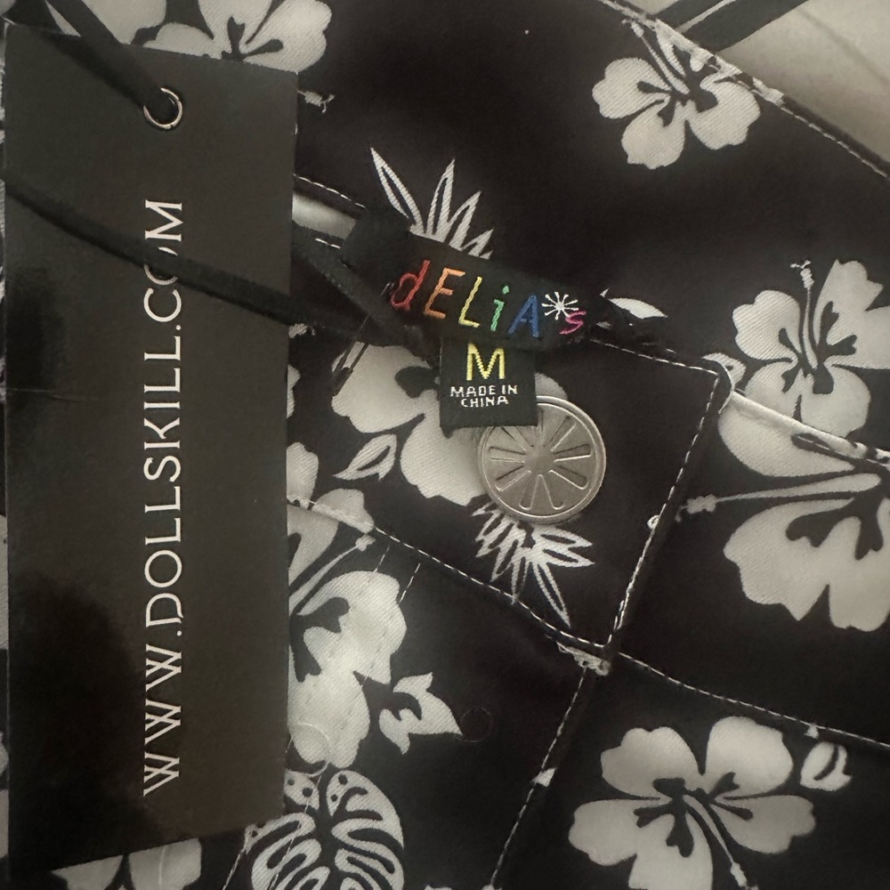 dELiA*s Black and White Floral Mini Skirt